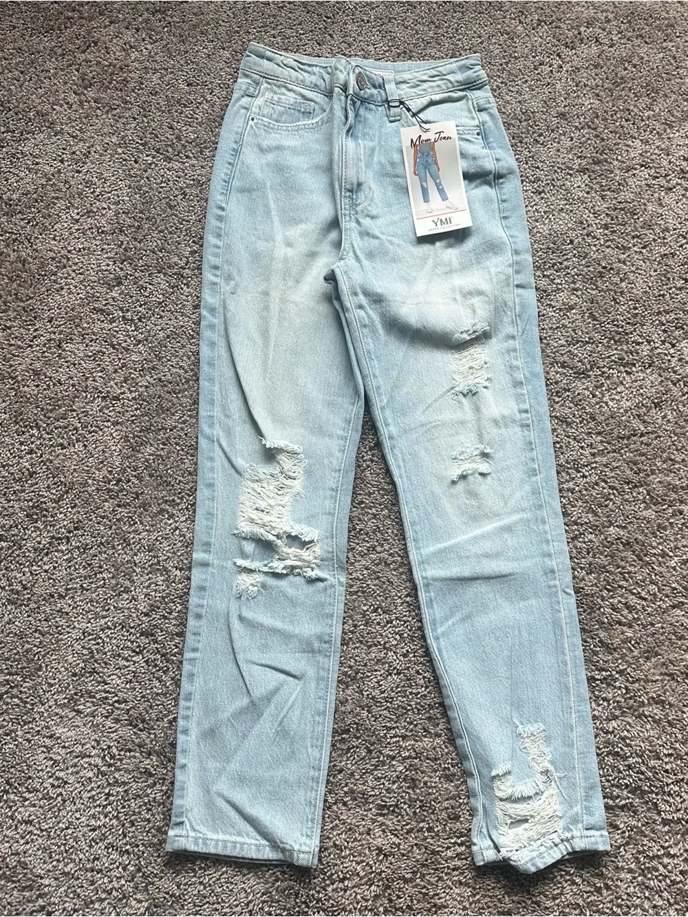 YMI Light Blue Straight Leg Distressed Jeans